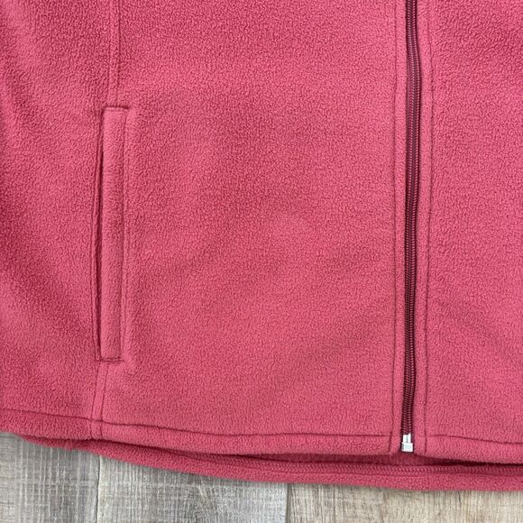 Woolrich Womens Fleece Vest Size L Soft Ruby Coral Full Zip Cozy Warm Classic - Picture 6 of 12